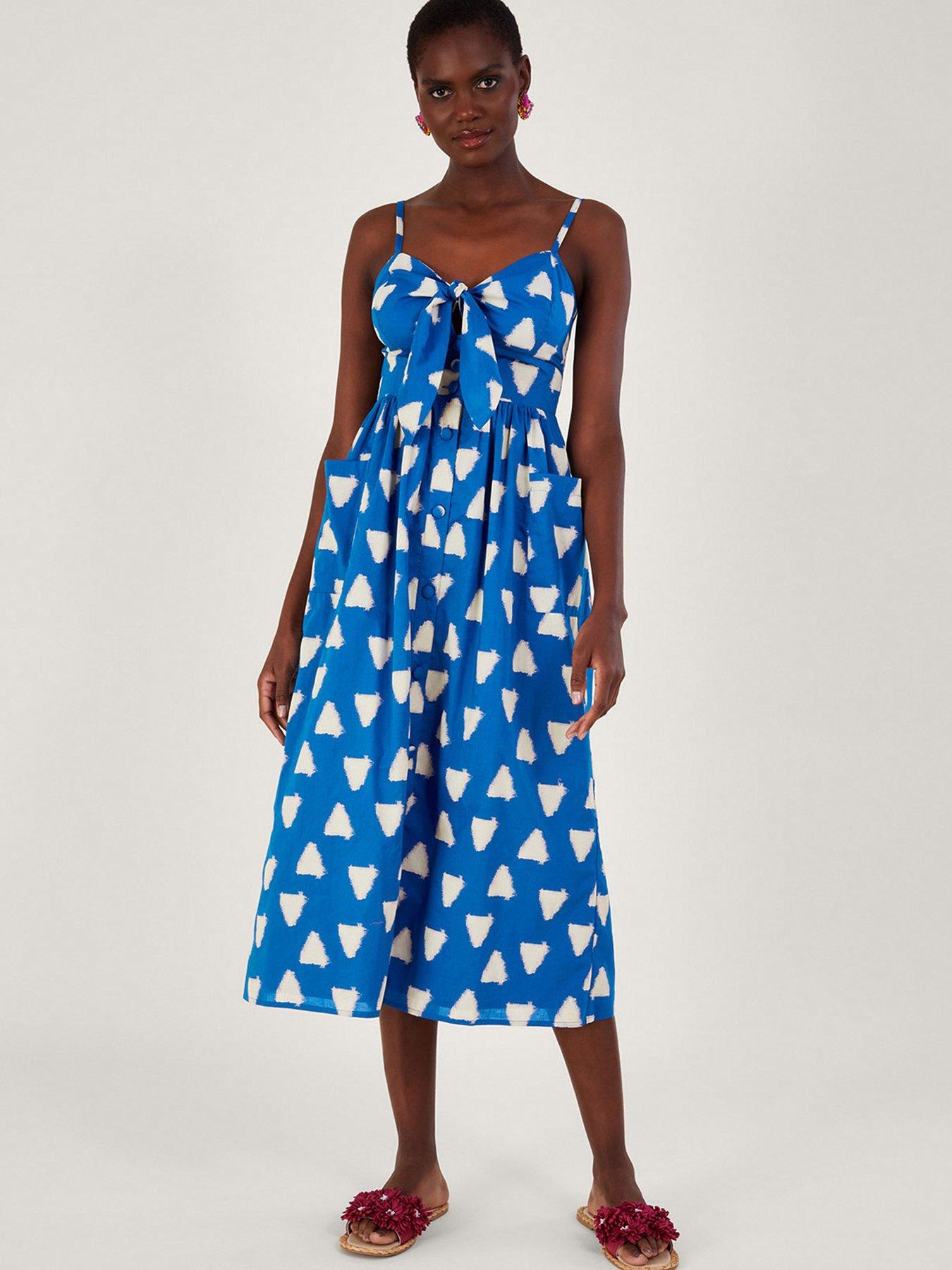 Monsoon blue shop polka dot dress