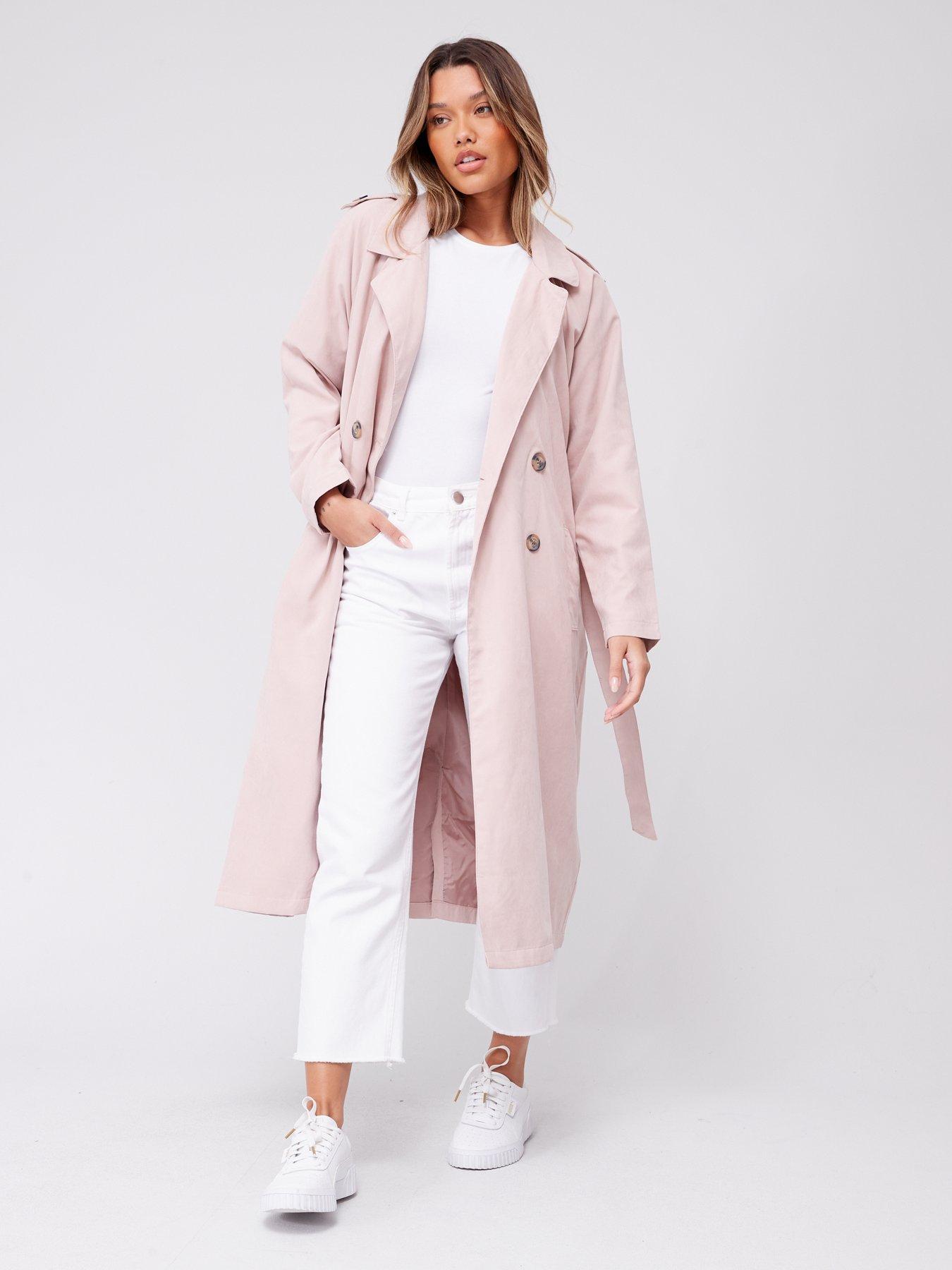 Baby pink shop trench coat