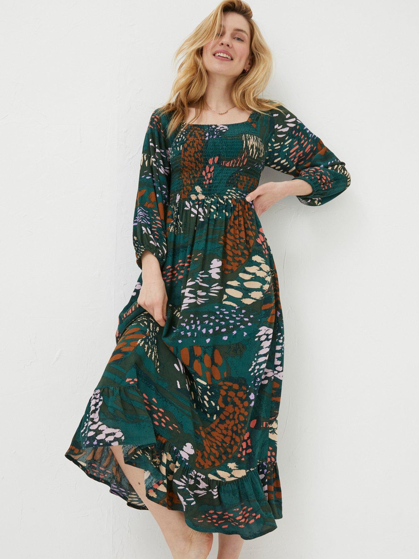Maisy Frill Hem Wrap Style Maxi Dress In Navy Ditsy Floral Print