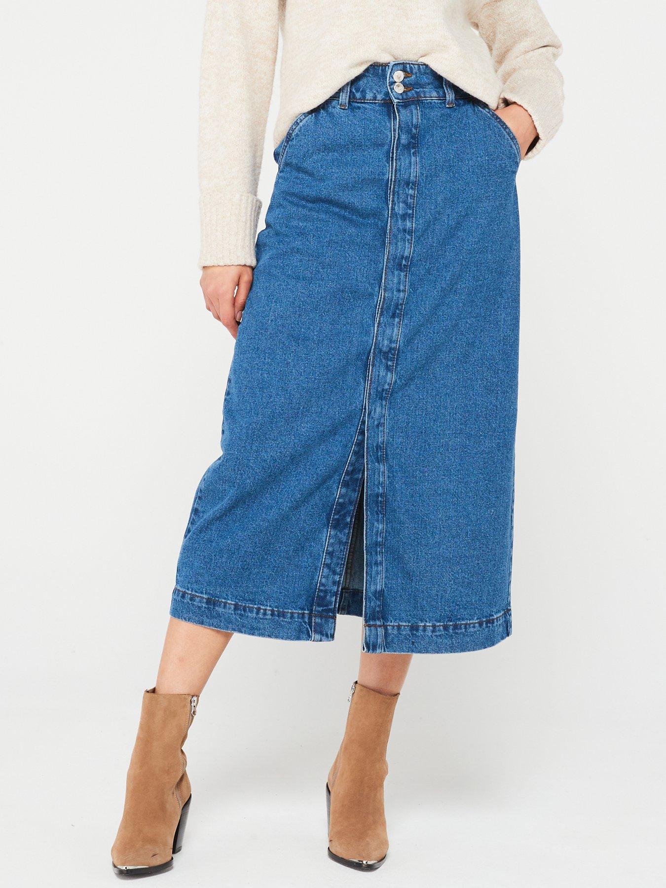 Mid length on sale denim skirts 0-60