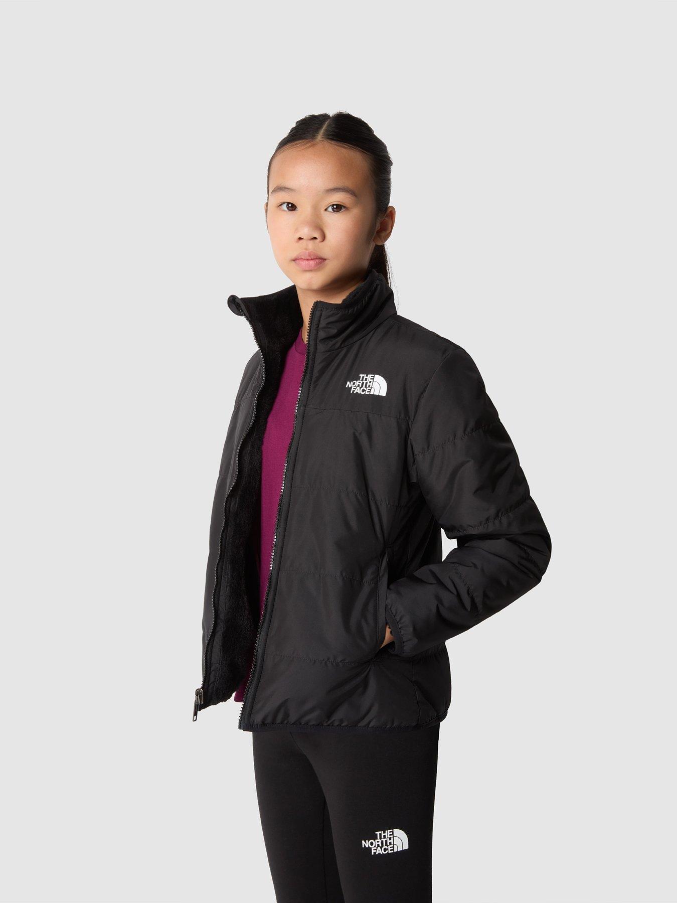 THE NORTH FACE Girls Reversible Faux Fur Mossbud Jacket - Black