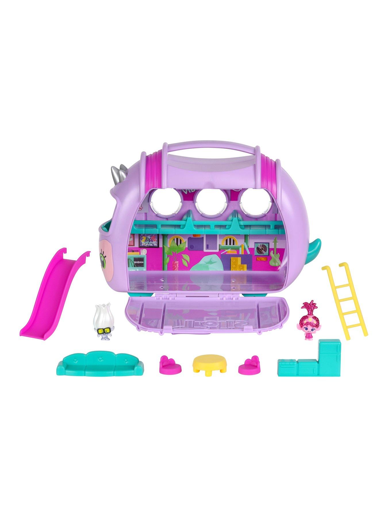 ​Polly Pocket & DreamWorks Trolls Compact Playset with Poppy & Branch Dolls  & 13 Accessories, Collectible Toy Inspired by Trolls Band Together