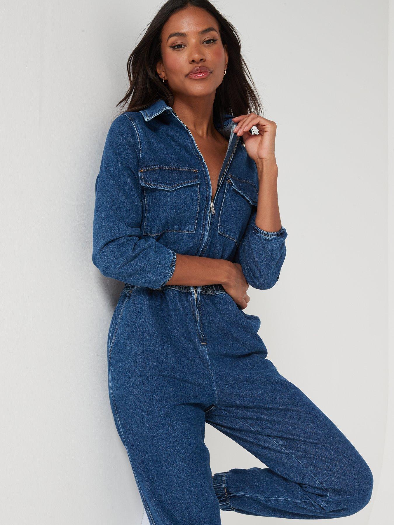 Denim Utility Jumpsuit - Blue