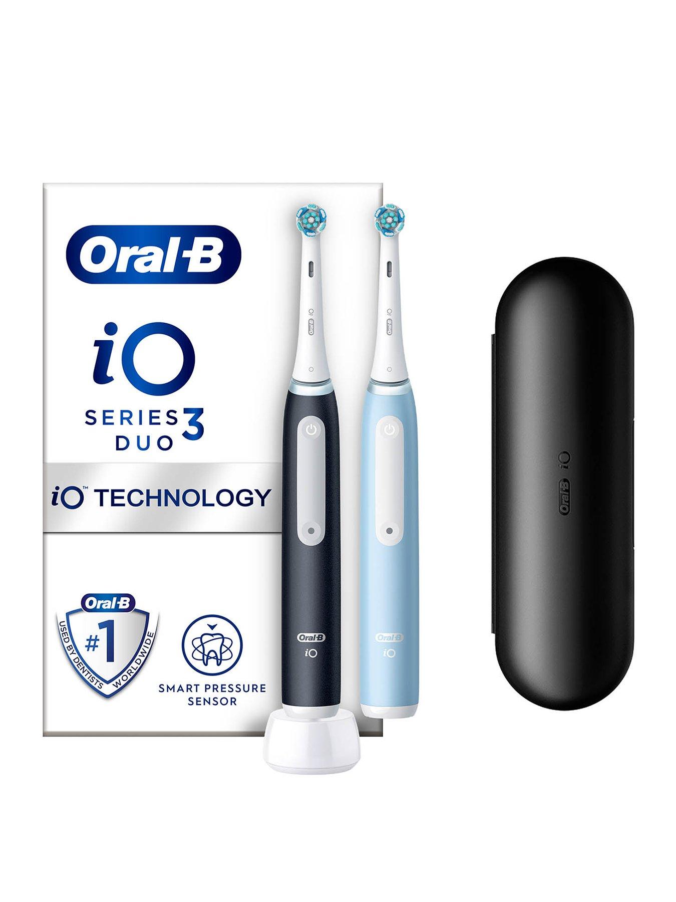 Oral-B iO3 Matt Black  &  Ice Blue Electric Toothbrush Duo Pack