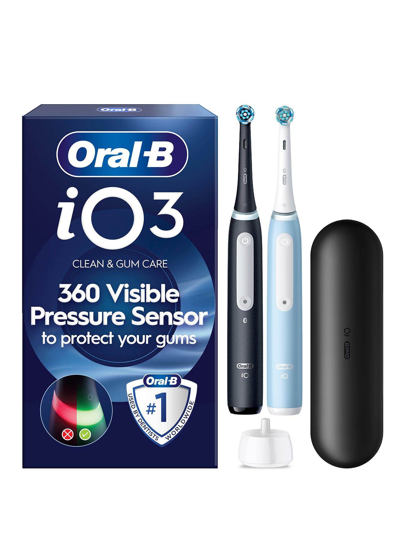 Oral-B iO3 Matt Black  &  Ice Blue Electric Toothbrush Duo Pack