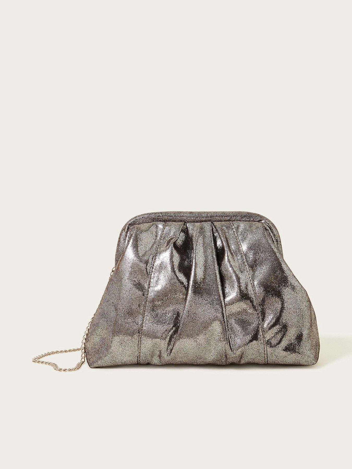 Pewter color clutch outlet purse