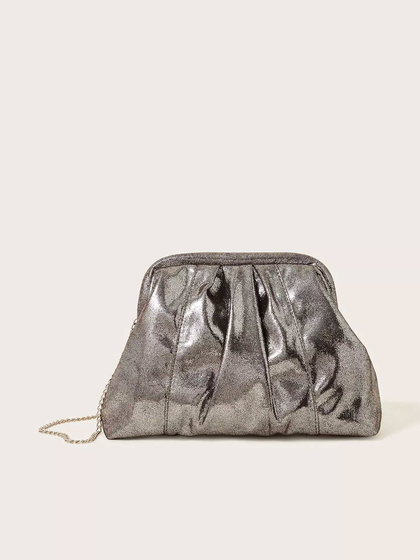 Shop Bottega Veneta Mini The Pouch Crushed Metallic Leather Clutch