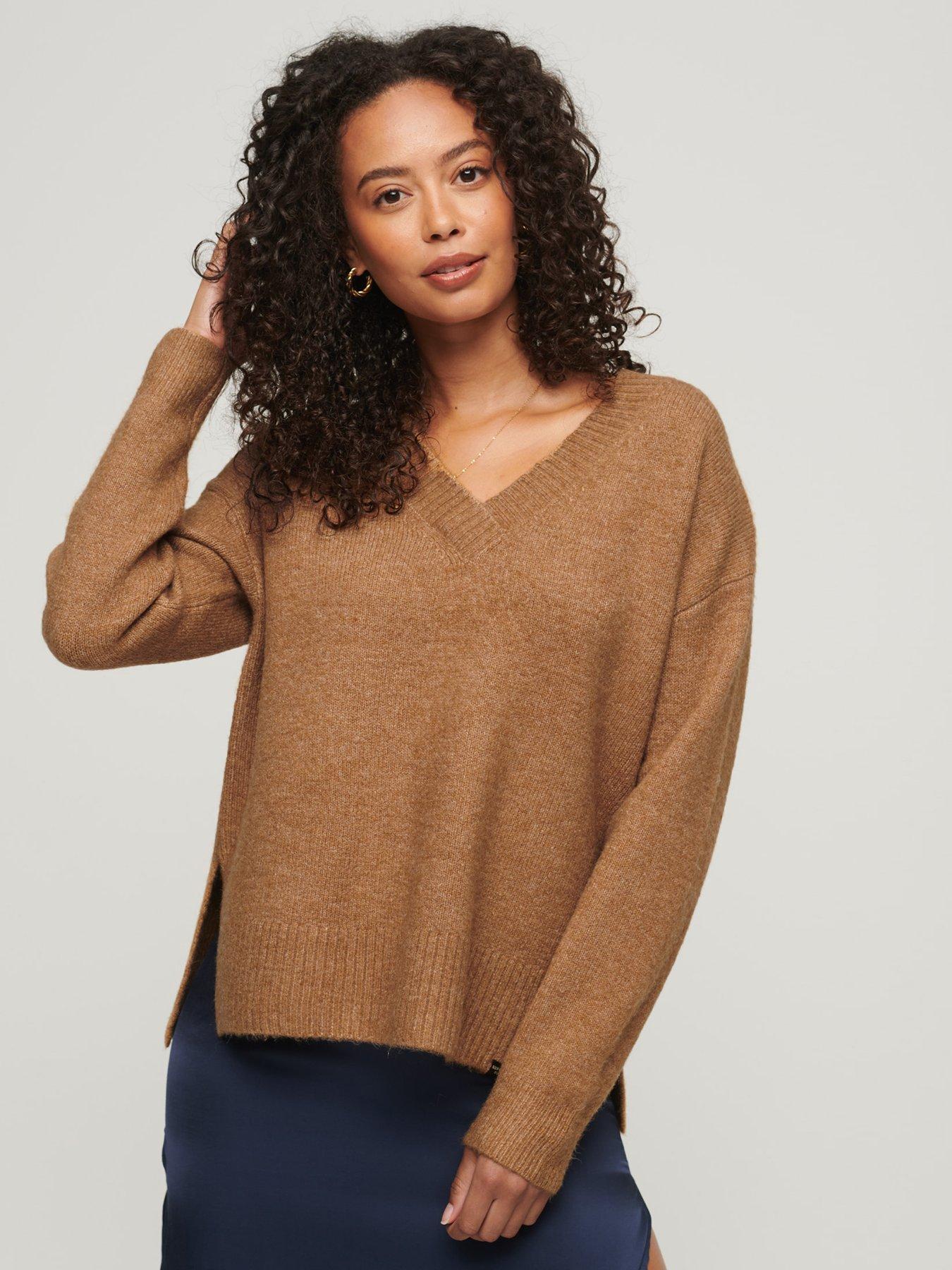 superdry-oversized-v-neck-jumper-beige