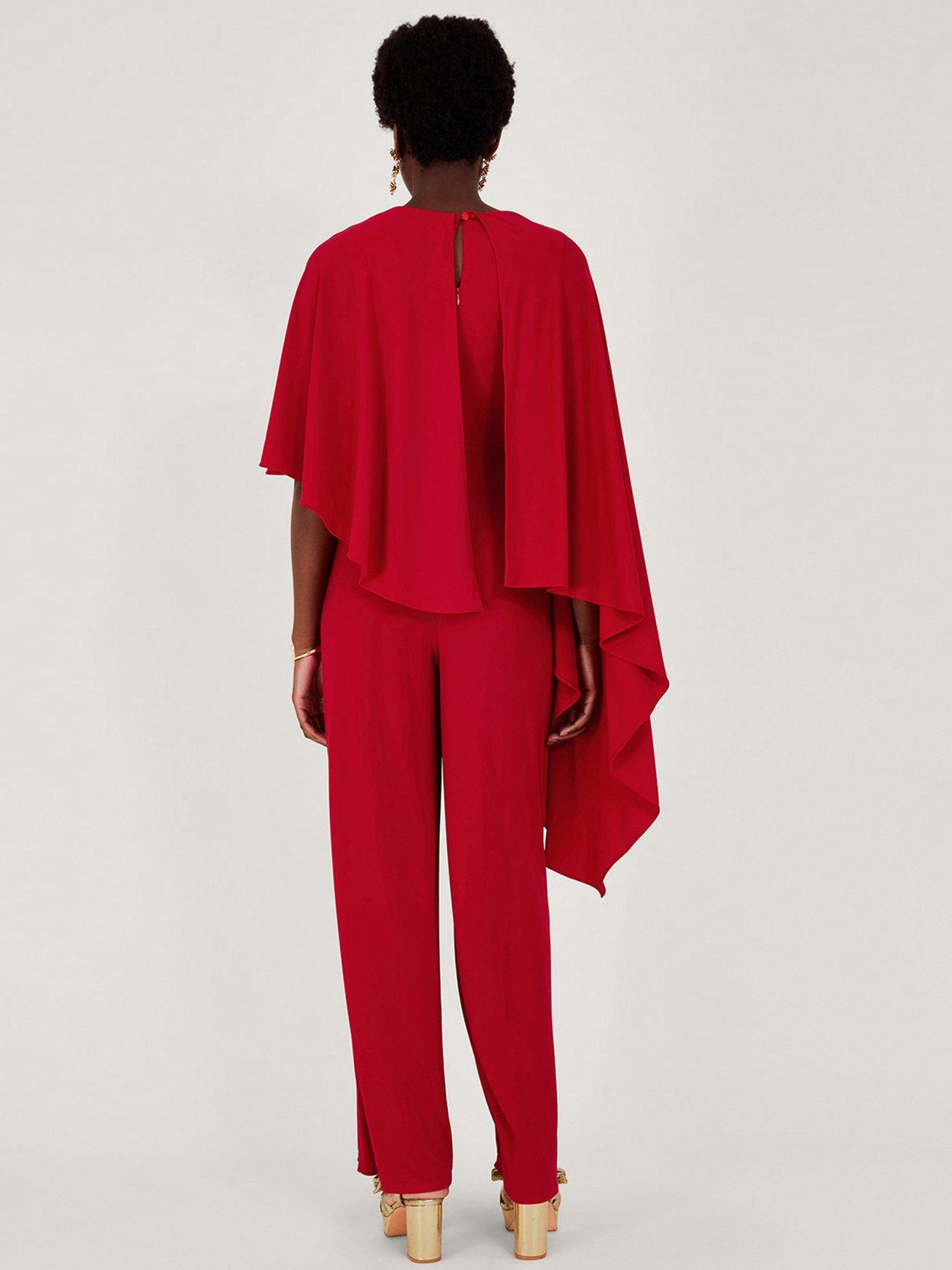 Image 2 of 5 of Monsoon Delia Drape Jumpsuit - Red