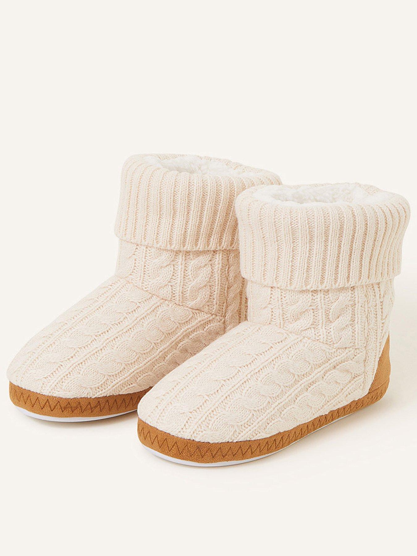 Image 1 of 3 of Accessorize Cable Knitted Boot - White