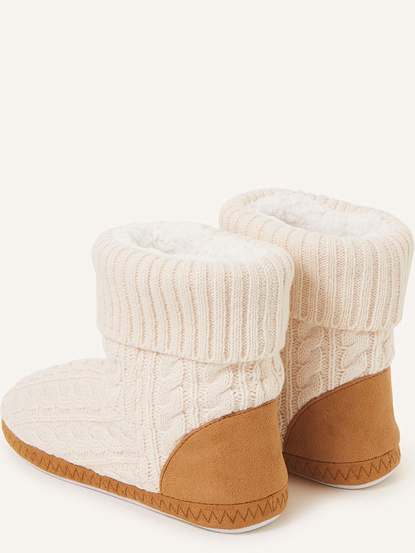 Image 2 of 3 of Accessorize Cable Knitted Boot - White