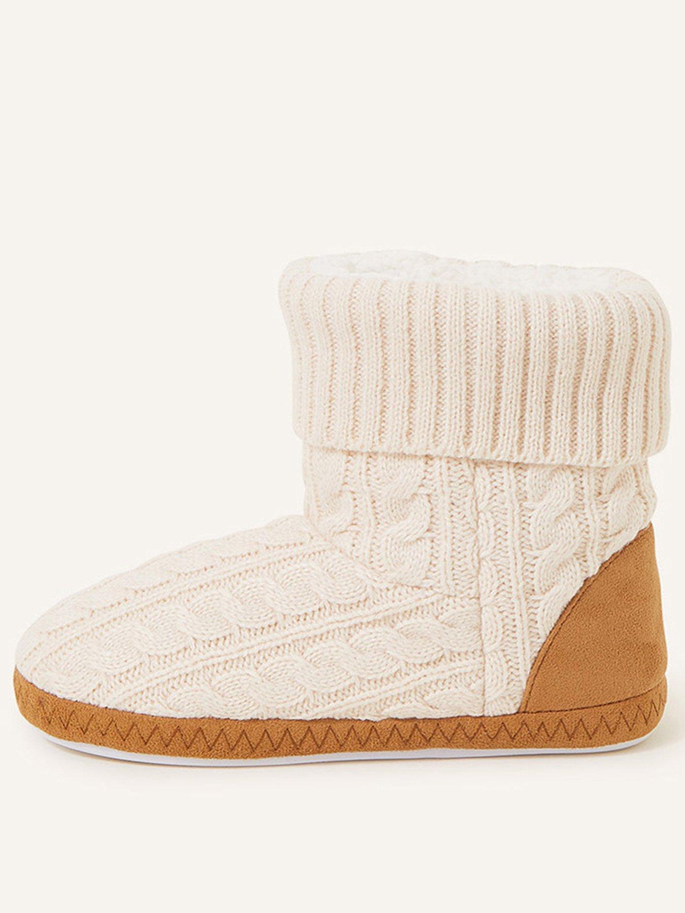Image 3 of 3 of Accessorize Cable Knitted Boot - White