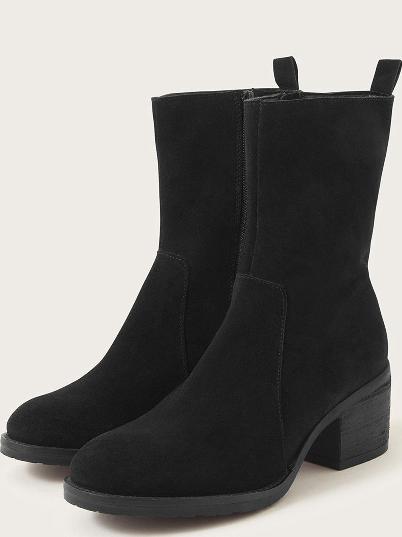 Image 2 of 4 of Monsoon Short Suede Ankle Boot - Black