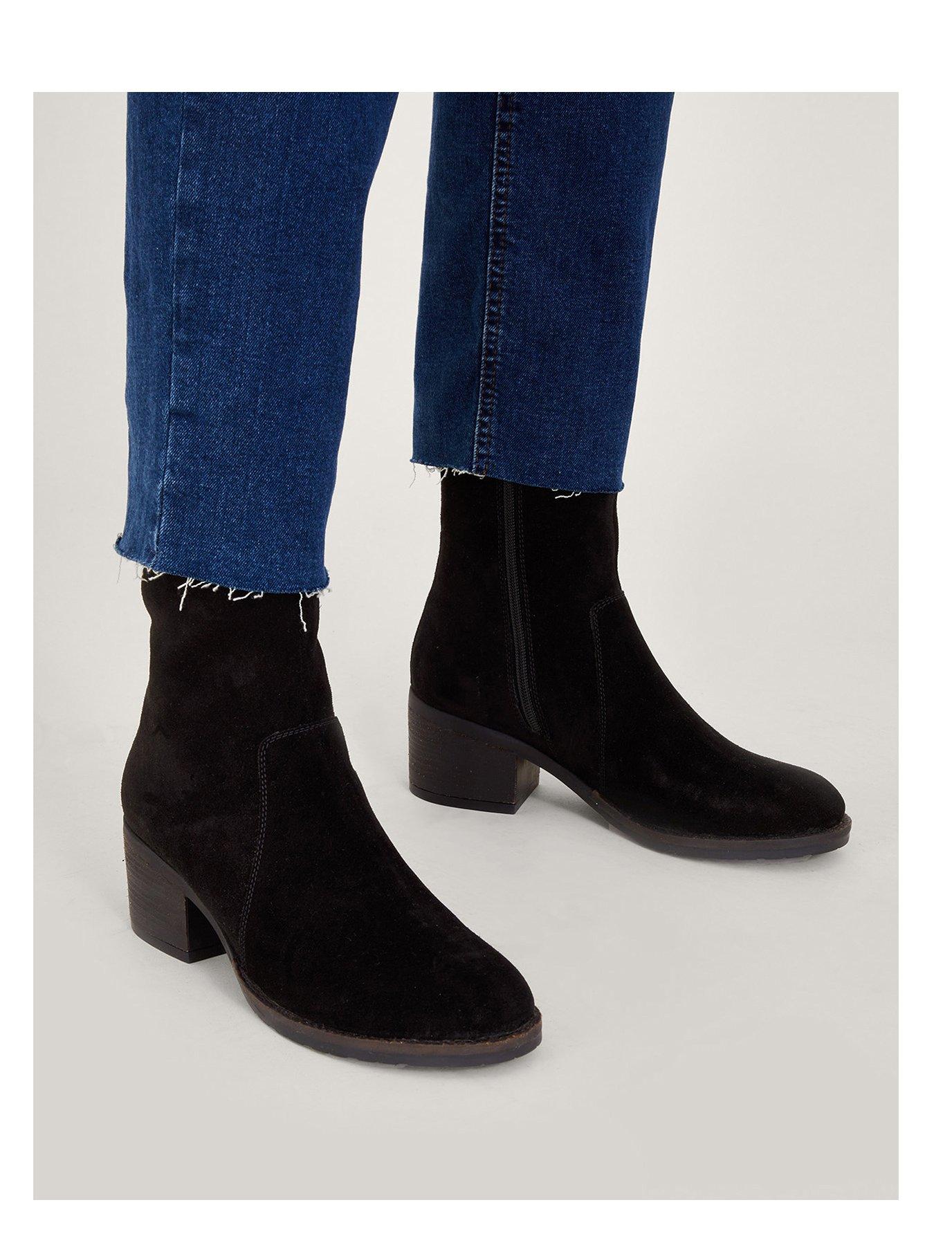Image 4 of 4 of Monsoon Short Suede Ankle Boot - Black