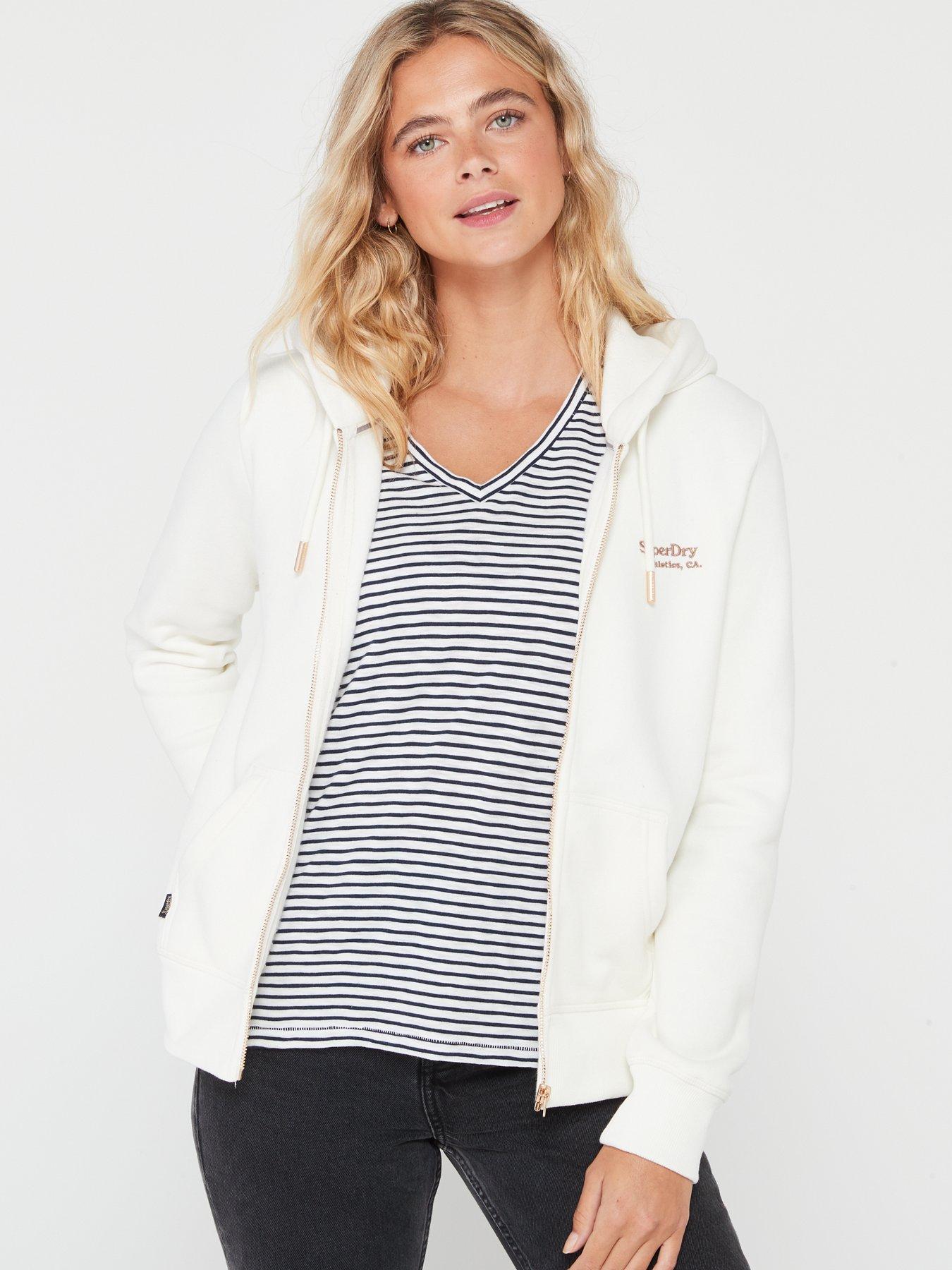 ESSENTIAL LOGO ZIP WOMEN'S WHITE HOODIE