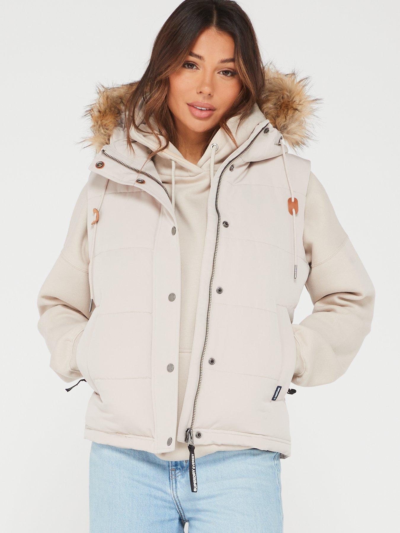 Superdry HOODED PUFFER - Winter jacket - white - Zalando.ie