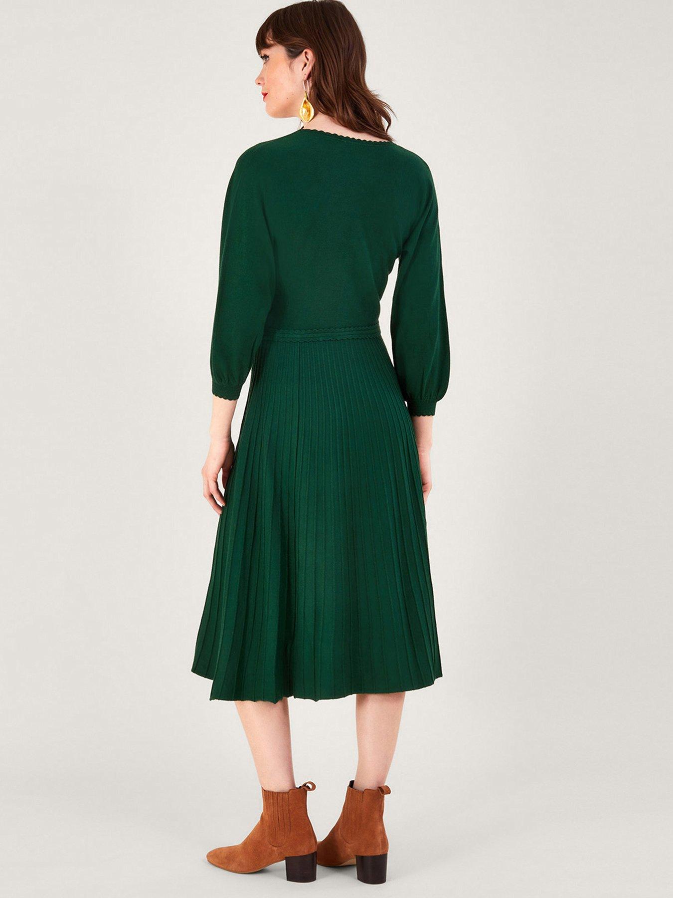 Image 2 of 5 of Monsoon V Neck Midi Dress - Green