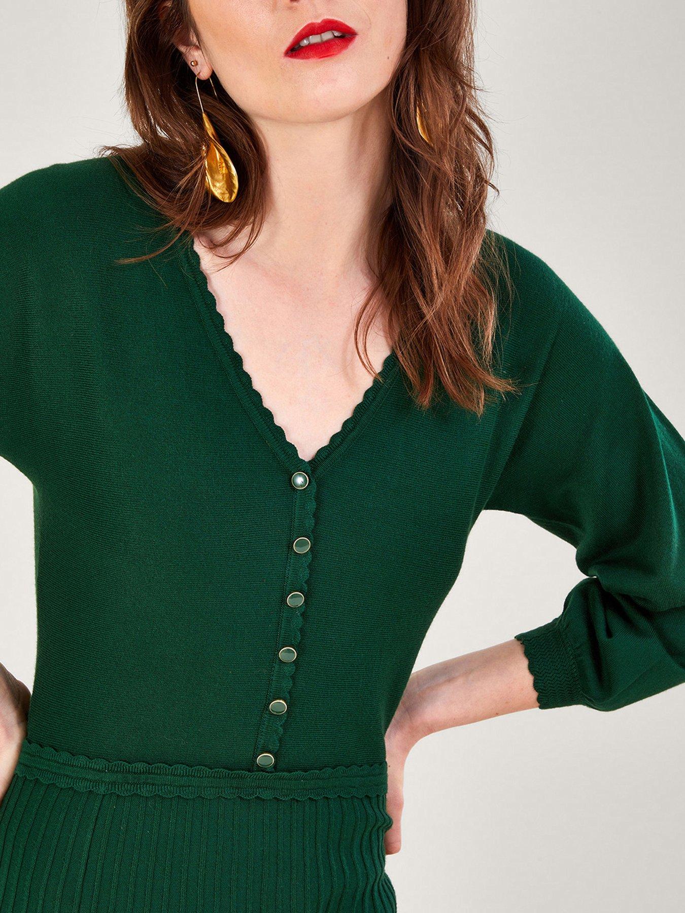 Image 4 of 5 of Monsoon V Neck Midi Dress - Green