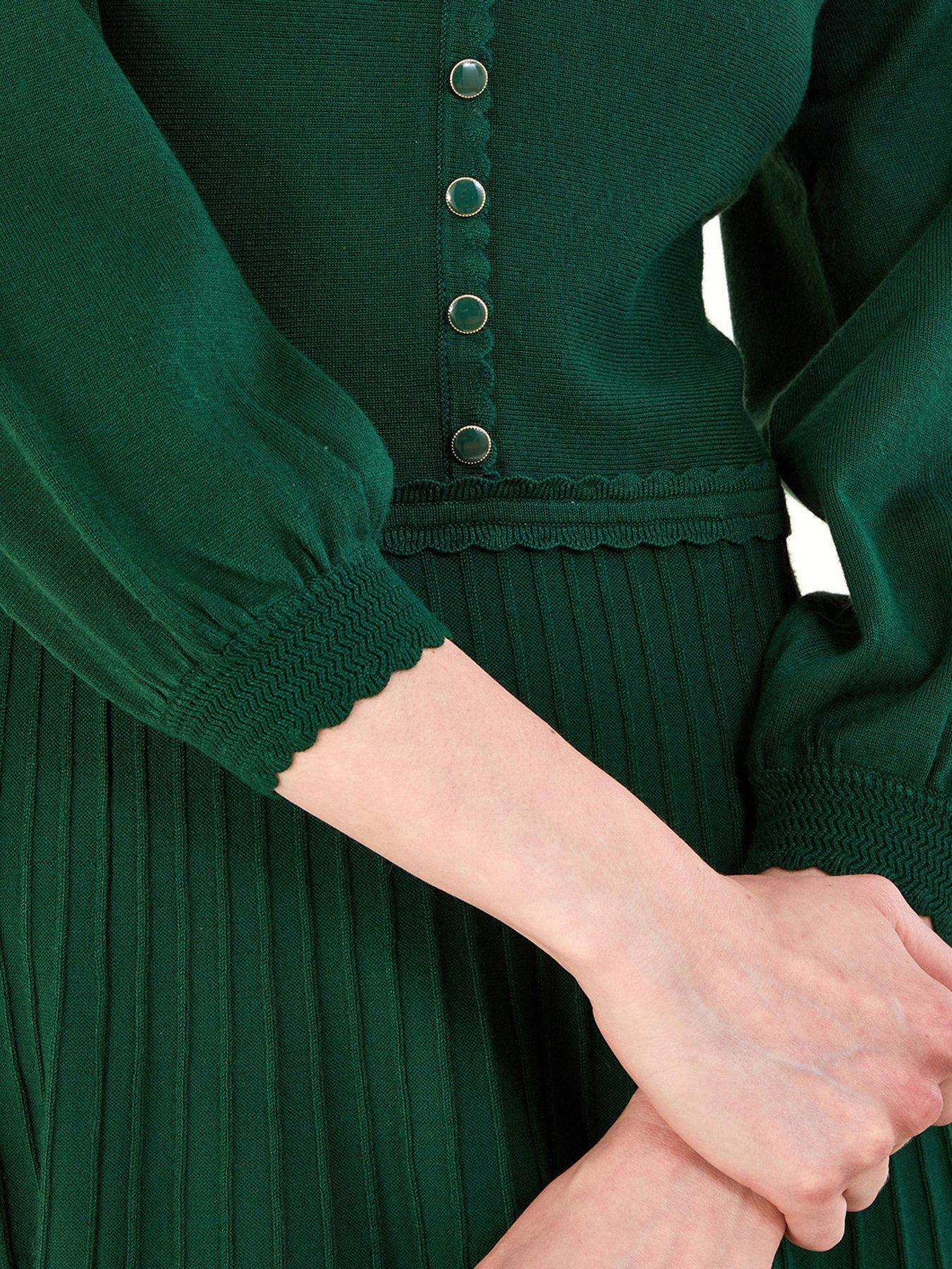 Image 5 of 5 of Monsoon V Neck Midi Dress - Green