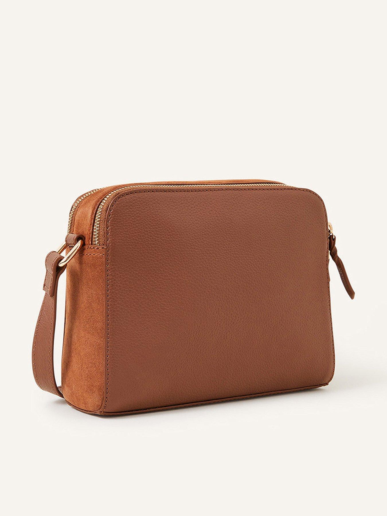Image 3 of 4 of Accessorize Leather Double Zip Cross-Body Bag