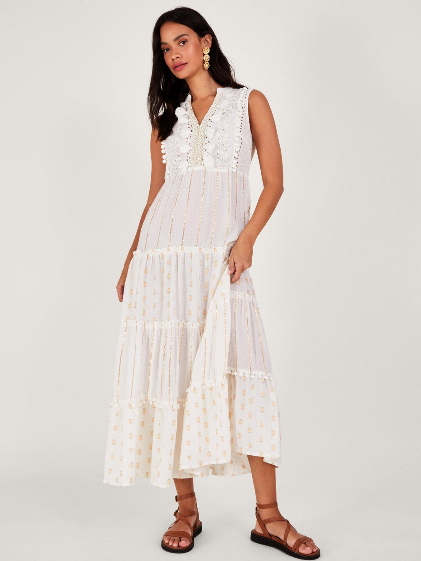 Monsoon white 2025 maxi dress