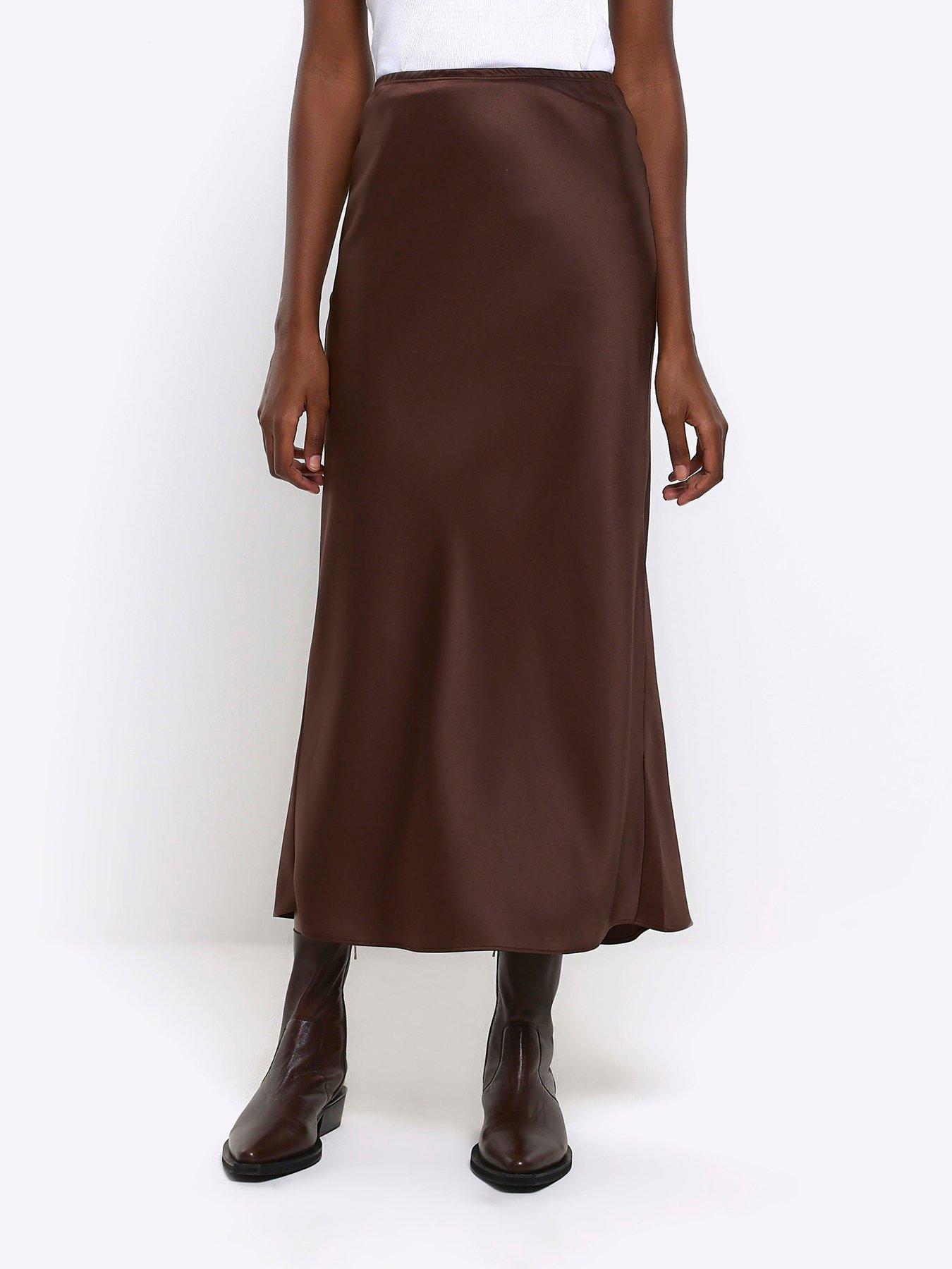 Satin midi skirt river island sales