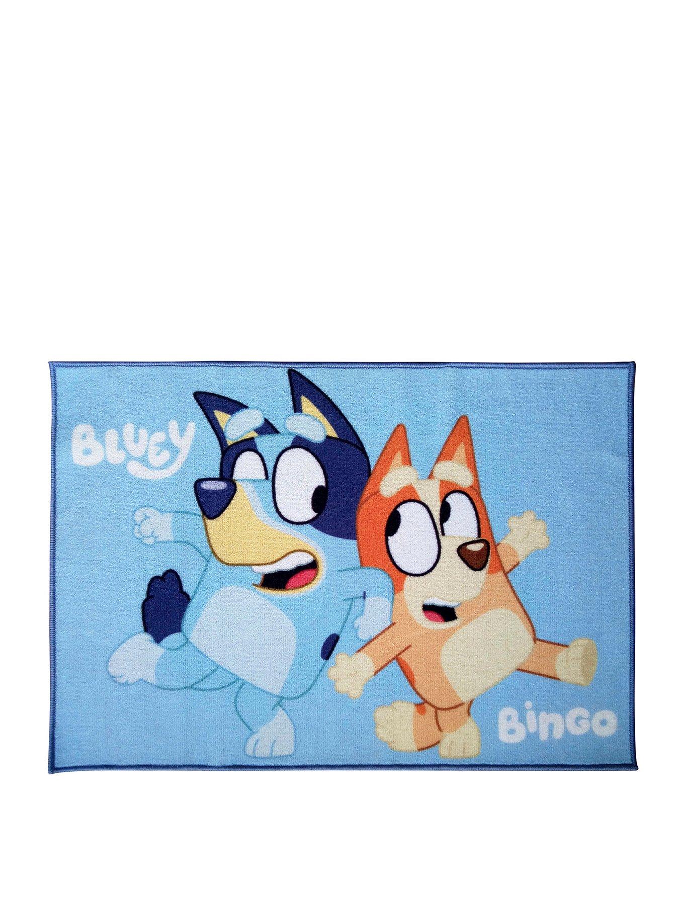 Bluey Fabric, Disney Junior Bluey and Bingo on Light Blue Licensed