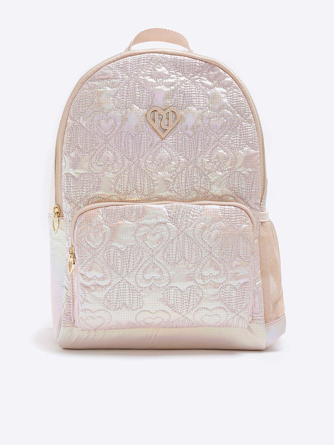 Girls Quilted Heart Backpack Pink