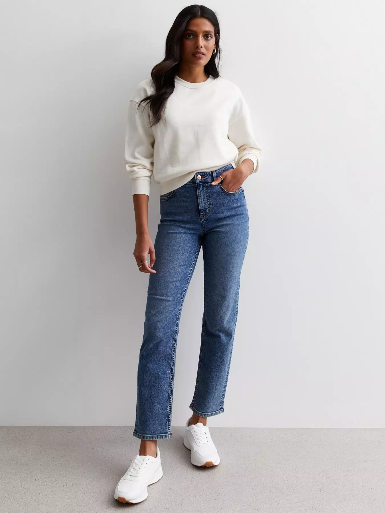 Tall Blue Ankle Grazing Hannah Straight Leg Jeans