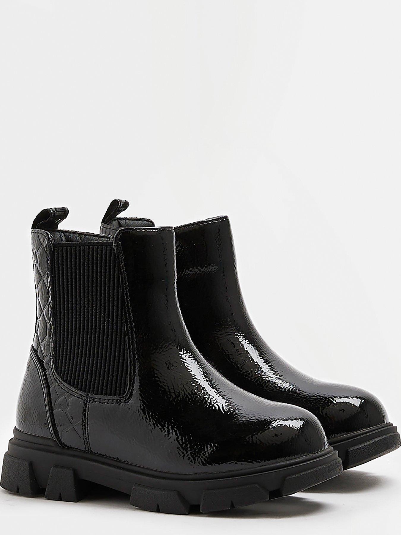 River island patent store chelsea boots