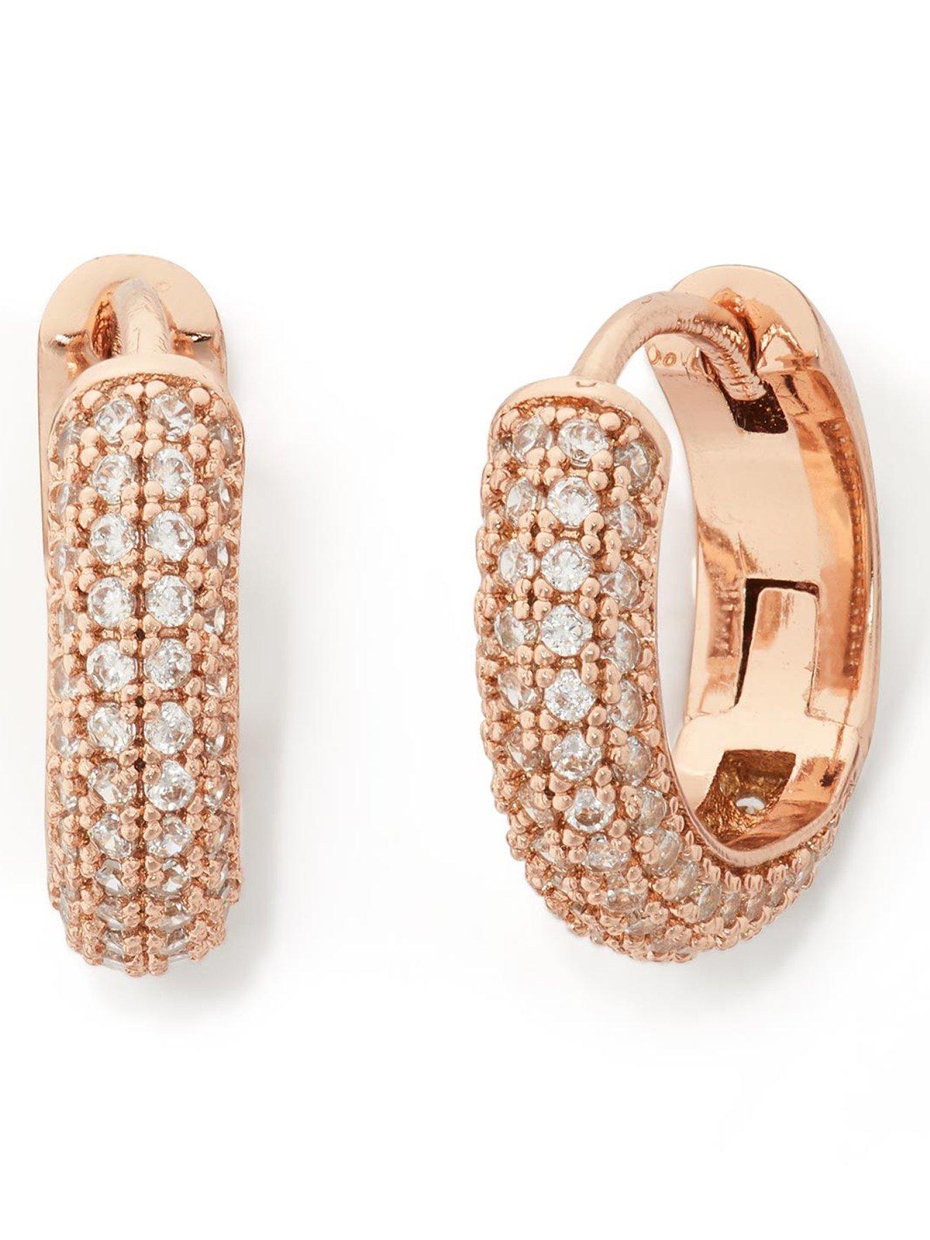Kate Spade New York Brilliant Statements Pavé Mini Huggies - Rose Gold