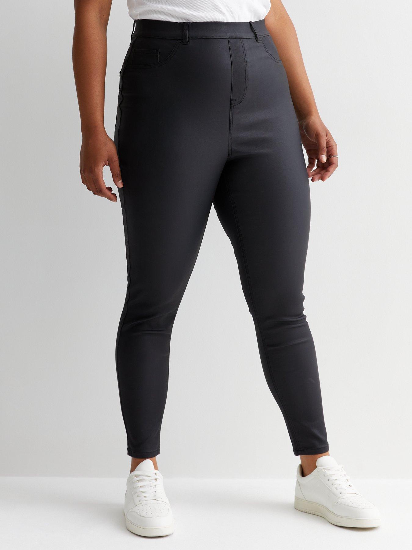 curvy coated leggings, Black