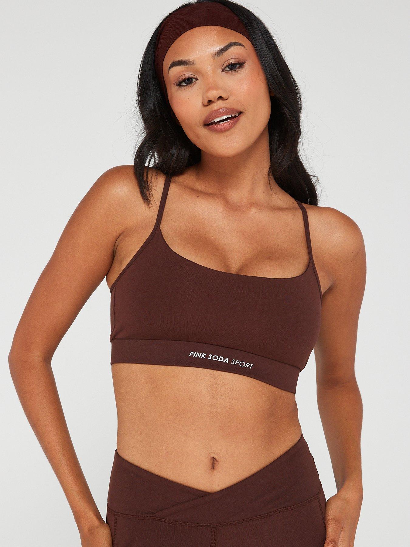 Nike Indy Dri-FIT V-Neck Leopard Bra - Brown