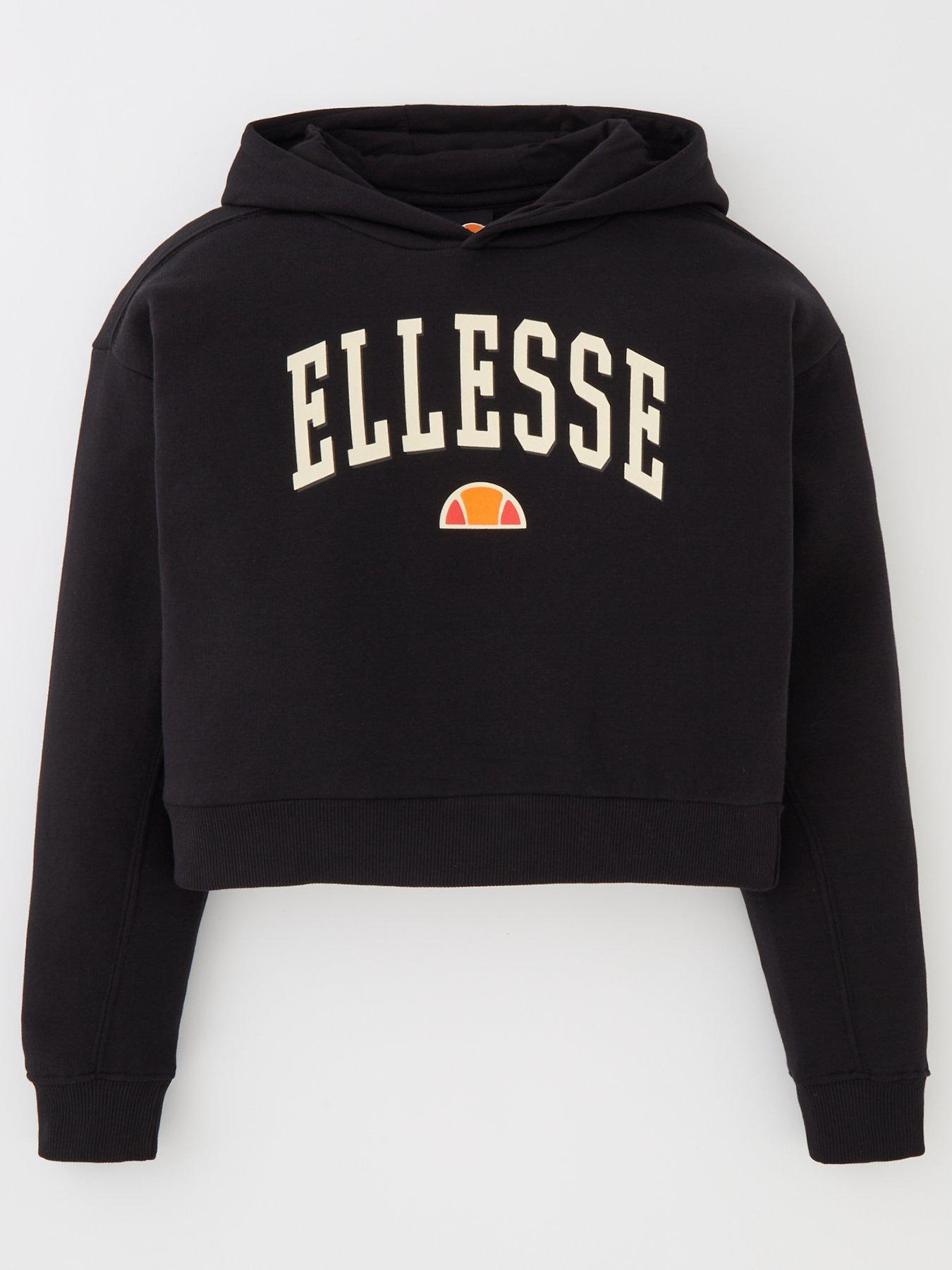 ellesse hoodie with refelective branding in black