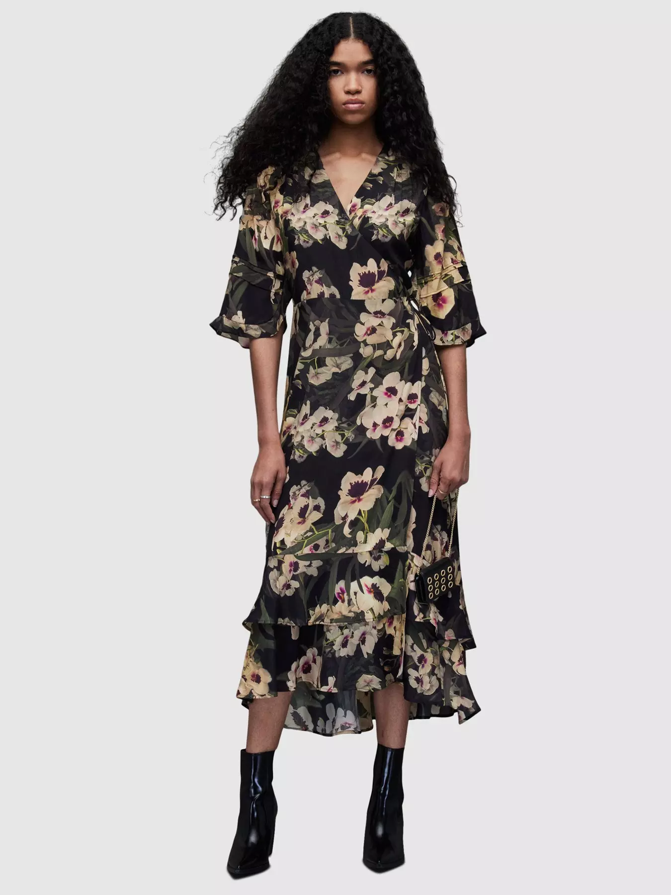 M&Co Khaki Green Camo Print Twist Front Midaxi Dress