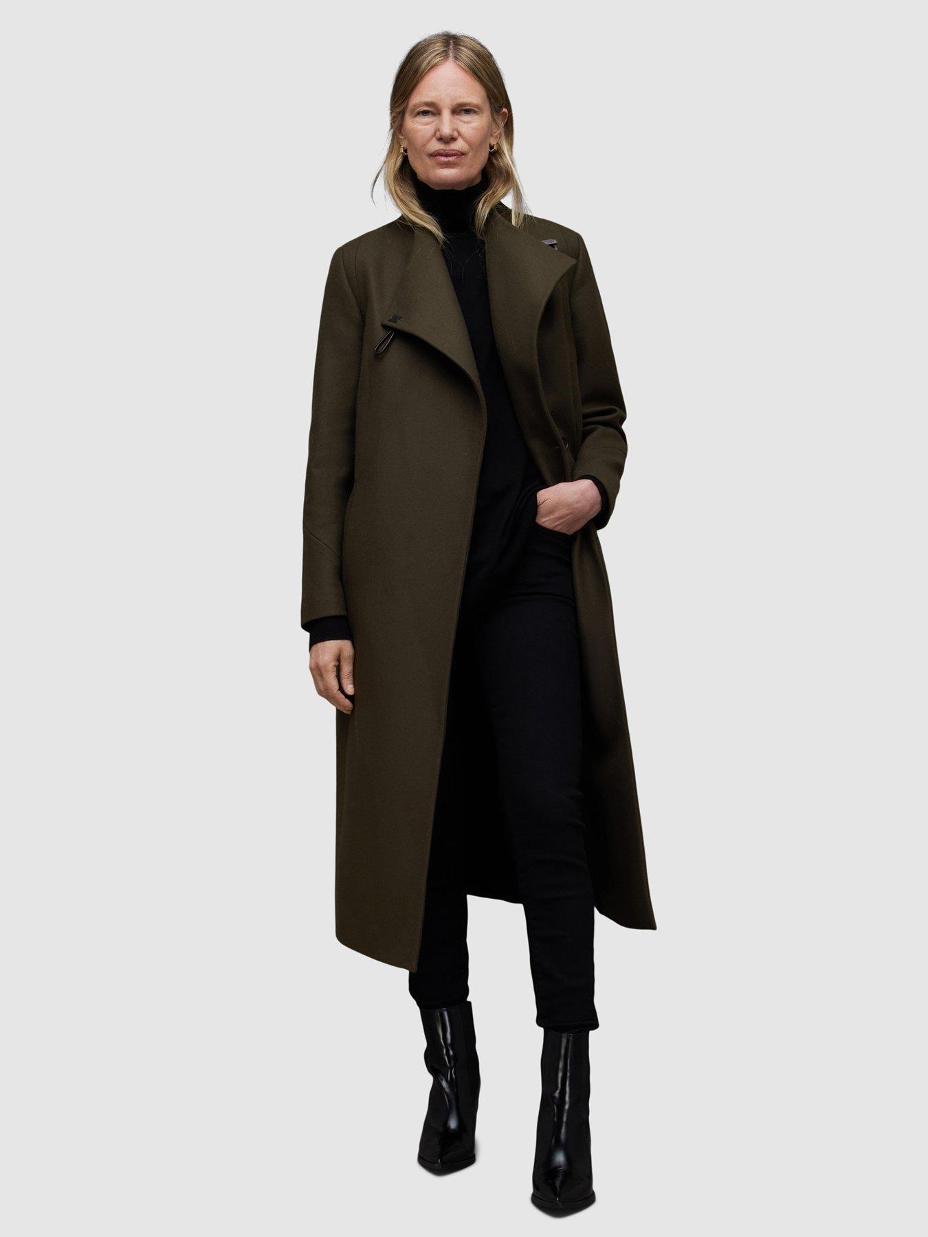 Sadie Faux Fur Trim Wrap Coat Green