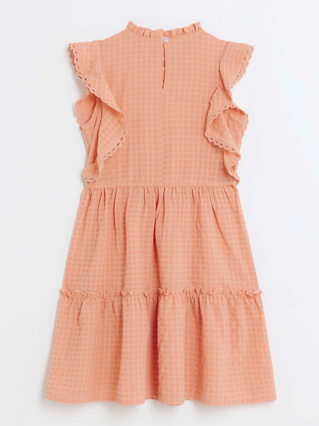 River Island Girls Textured Check Skater Dress - Pink