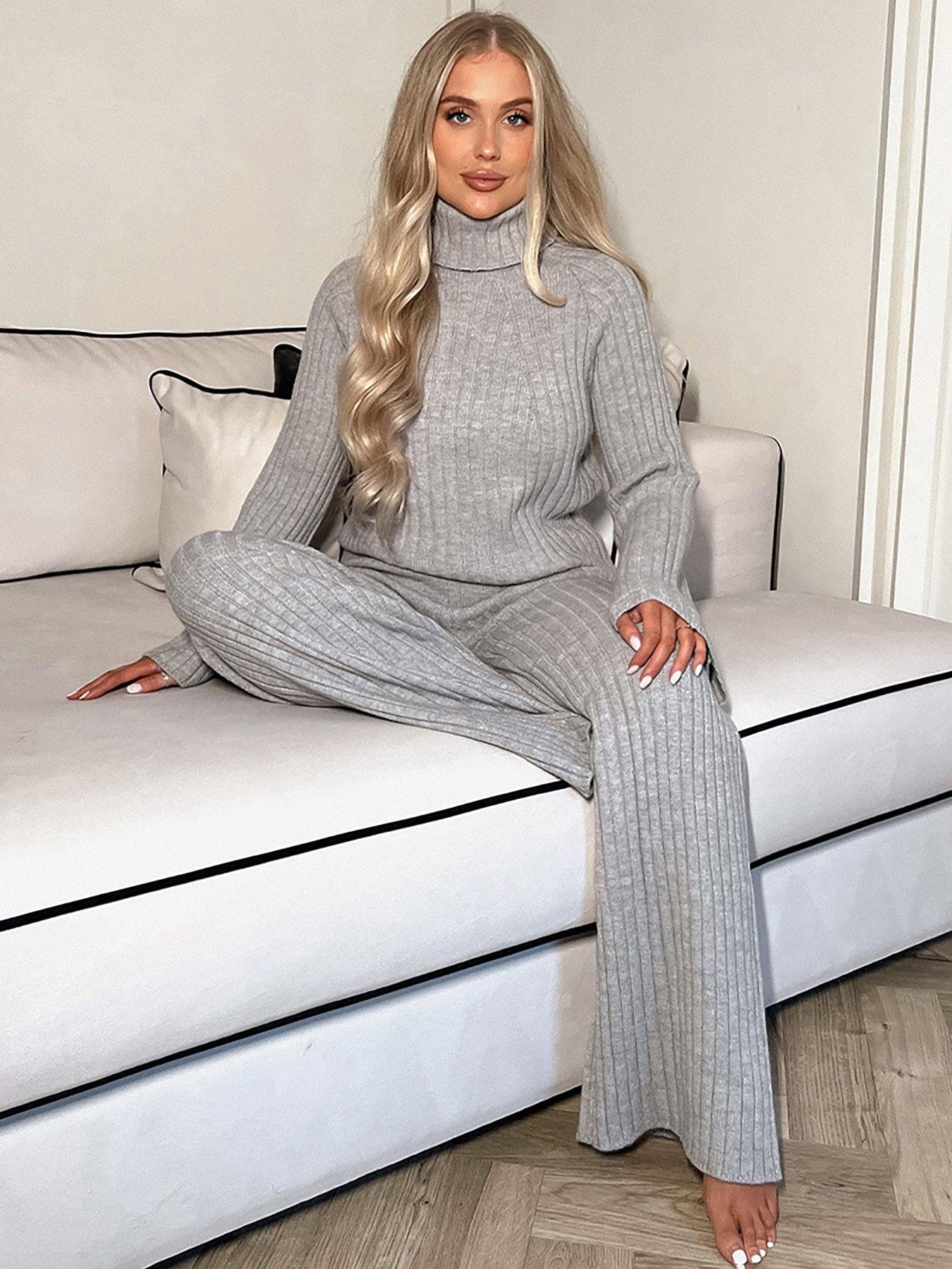 In The Style Perrie Sian Grey High Neck Jumper
