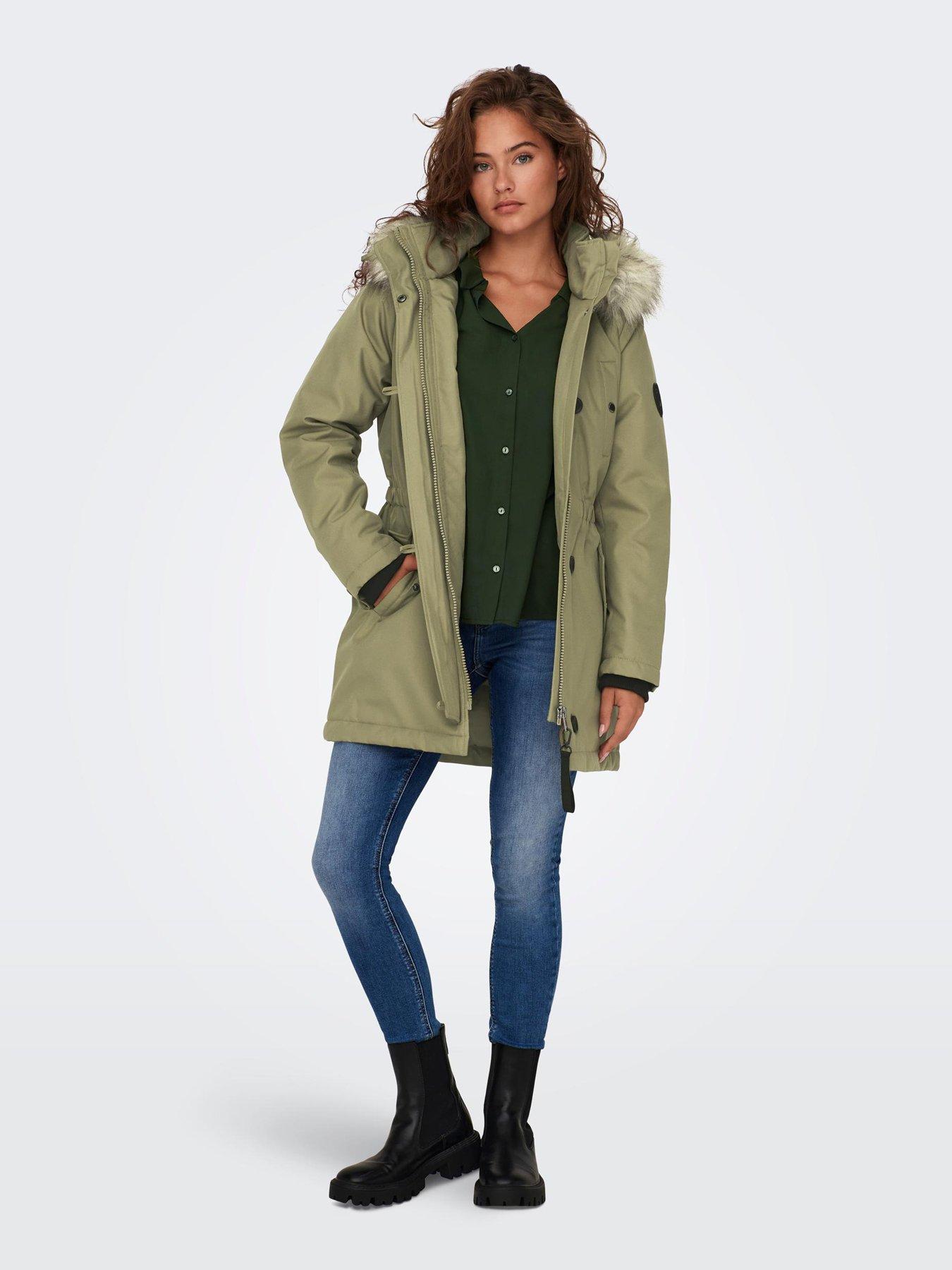 New Look Khaki Faux Fur Lined Hooded Parka Jacket