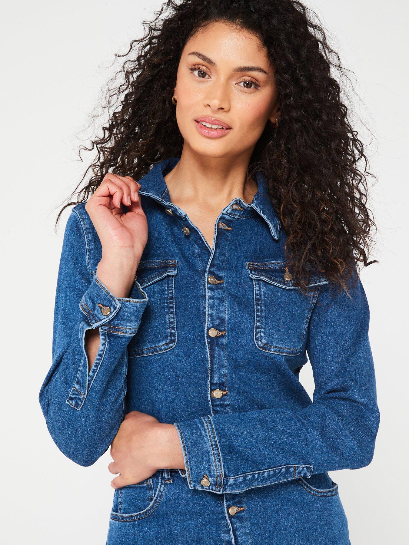 only-annika-long-sleeve-stretch-denim-dress-blueoutfit