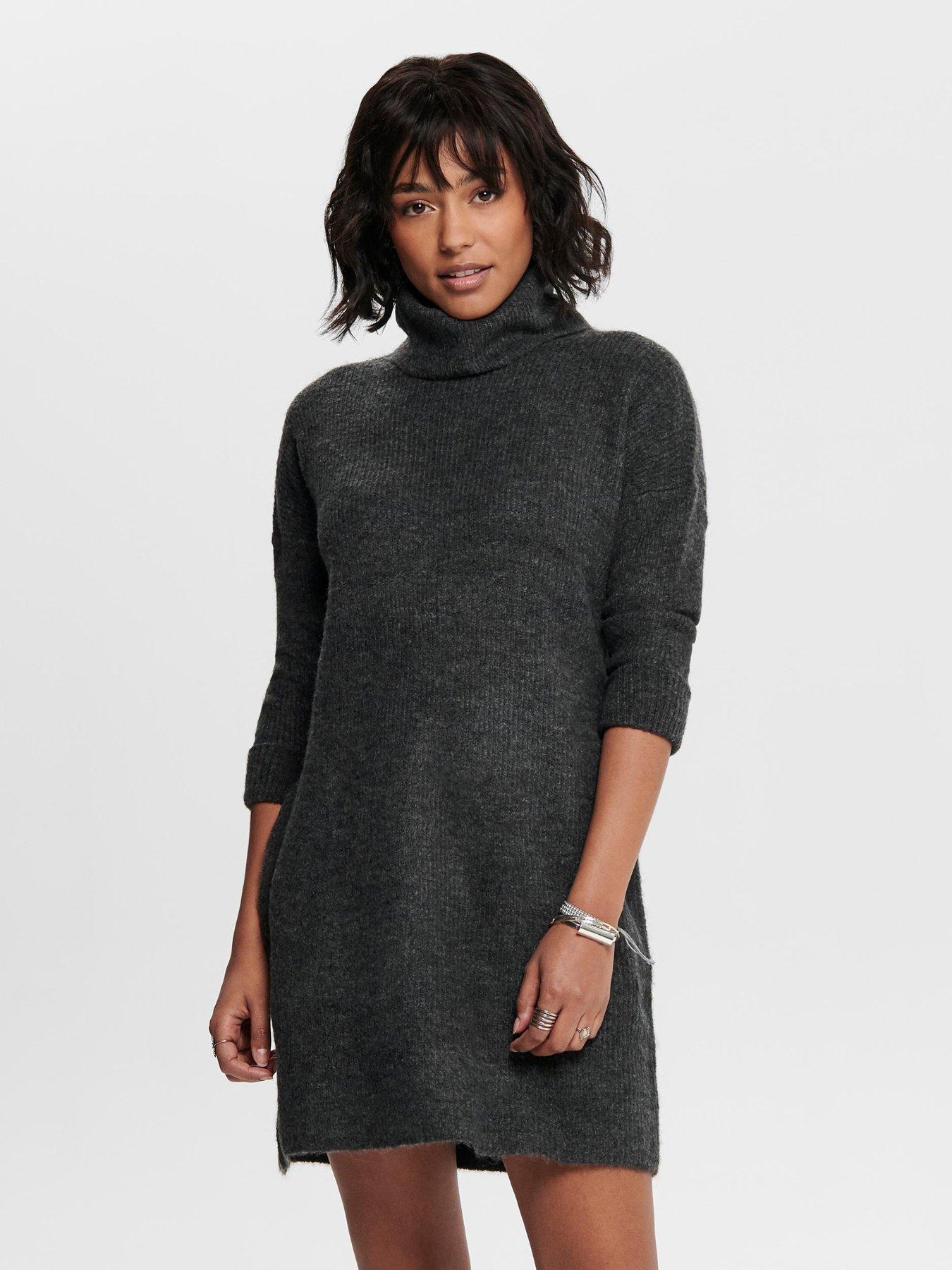 only-jana-roll-neck-knitted-dress-grey