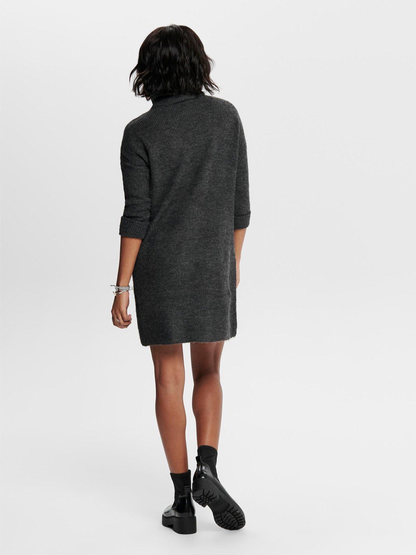 only-jana-roll-neck-knitted-dress-greystillFront