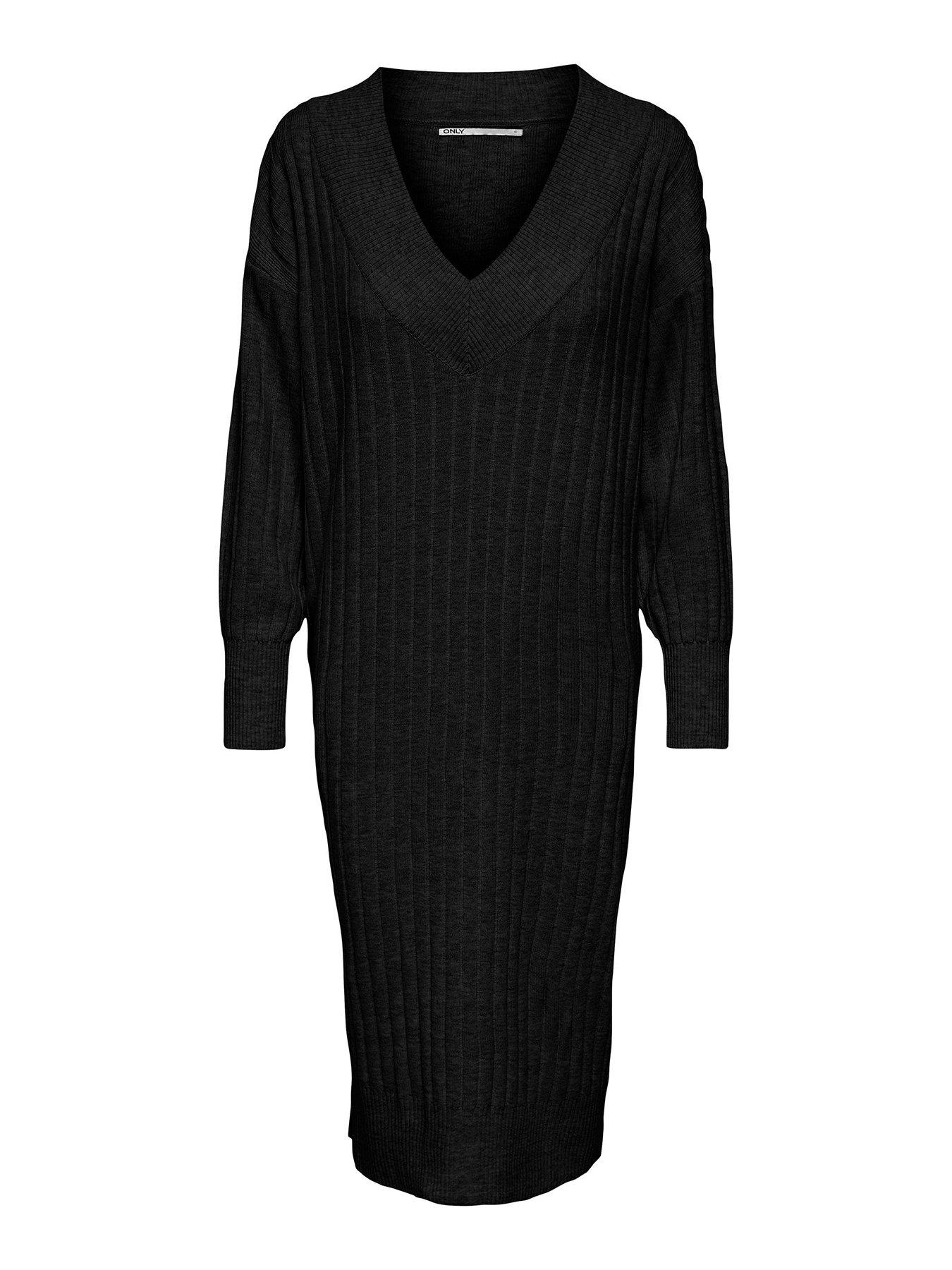 only-tessa-v-neck-knitted-midi-dress-blackdetail