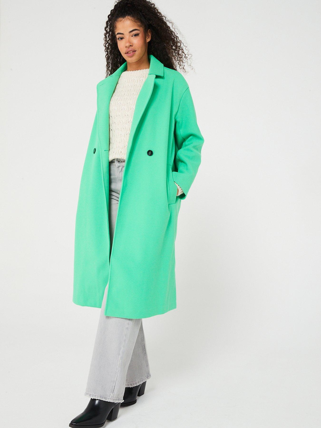 only-wembley-long-sleeve-oversized-coat-green