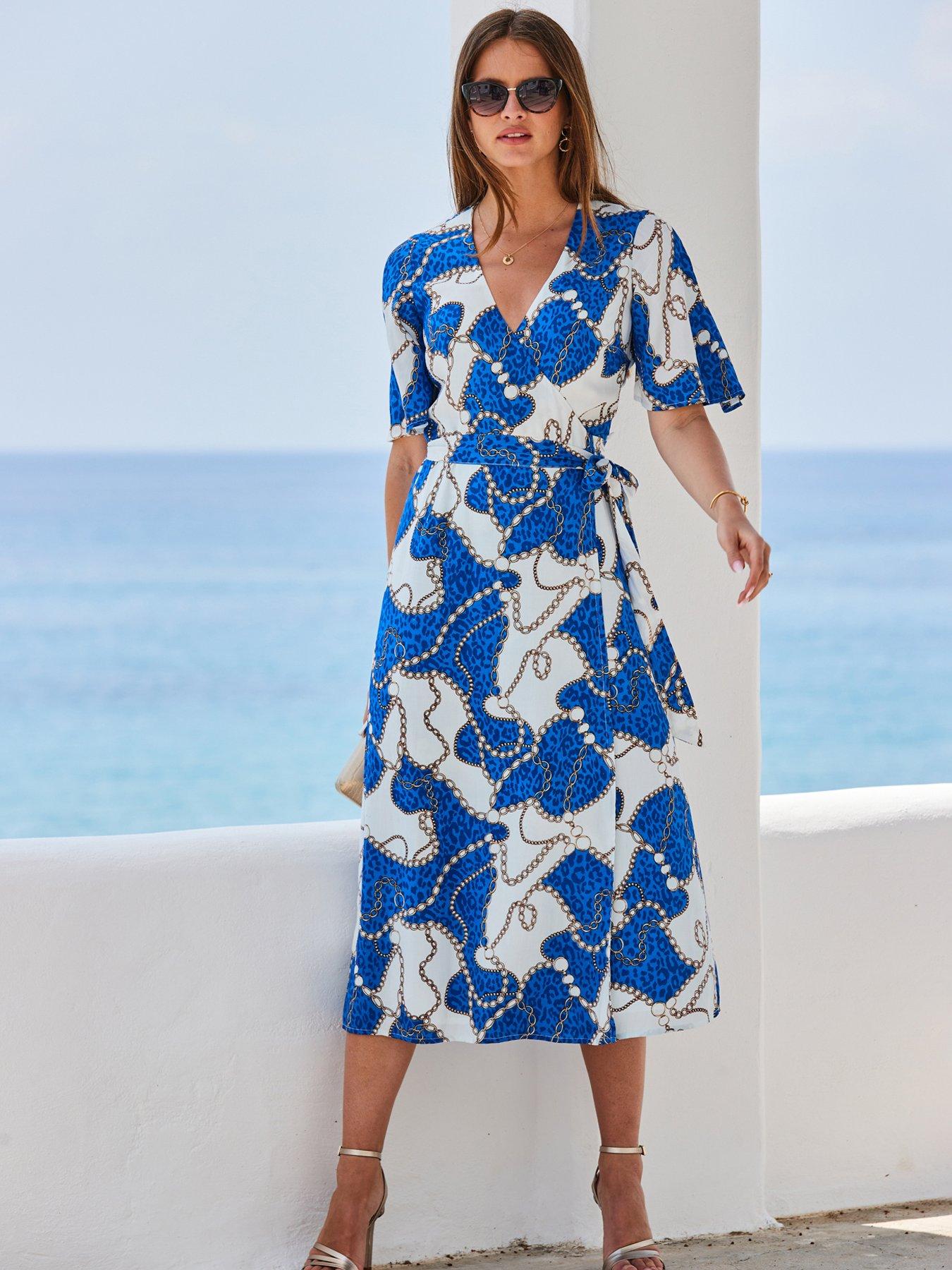 Navy Floral Kimono Sleeve Maxi Dress – AX Paris