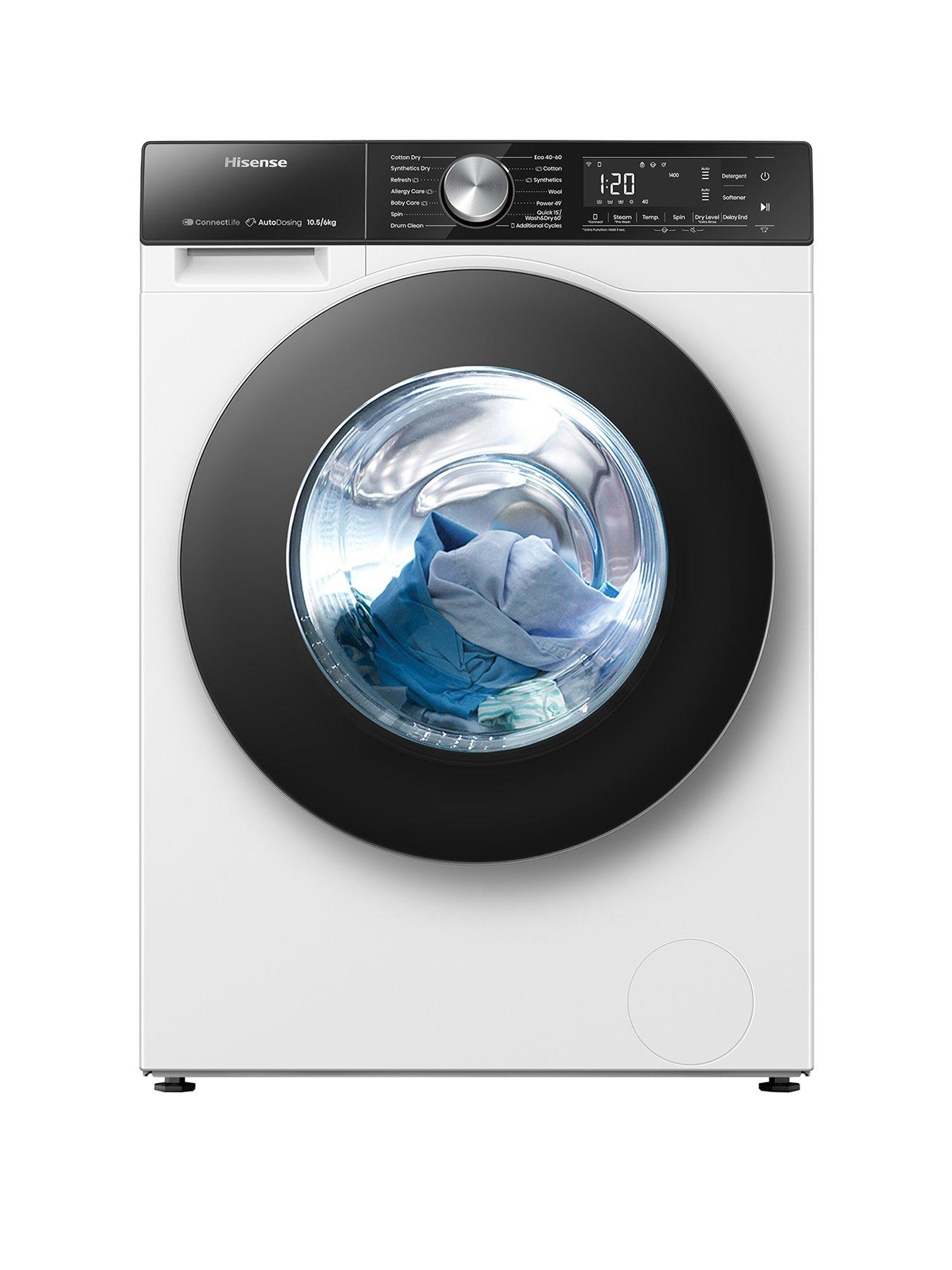 hisense-5s-series-wd5s1045bw-105kg-1400rpm-auto-dosing-freestanding-washer-dryer-white