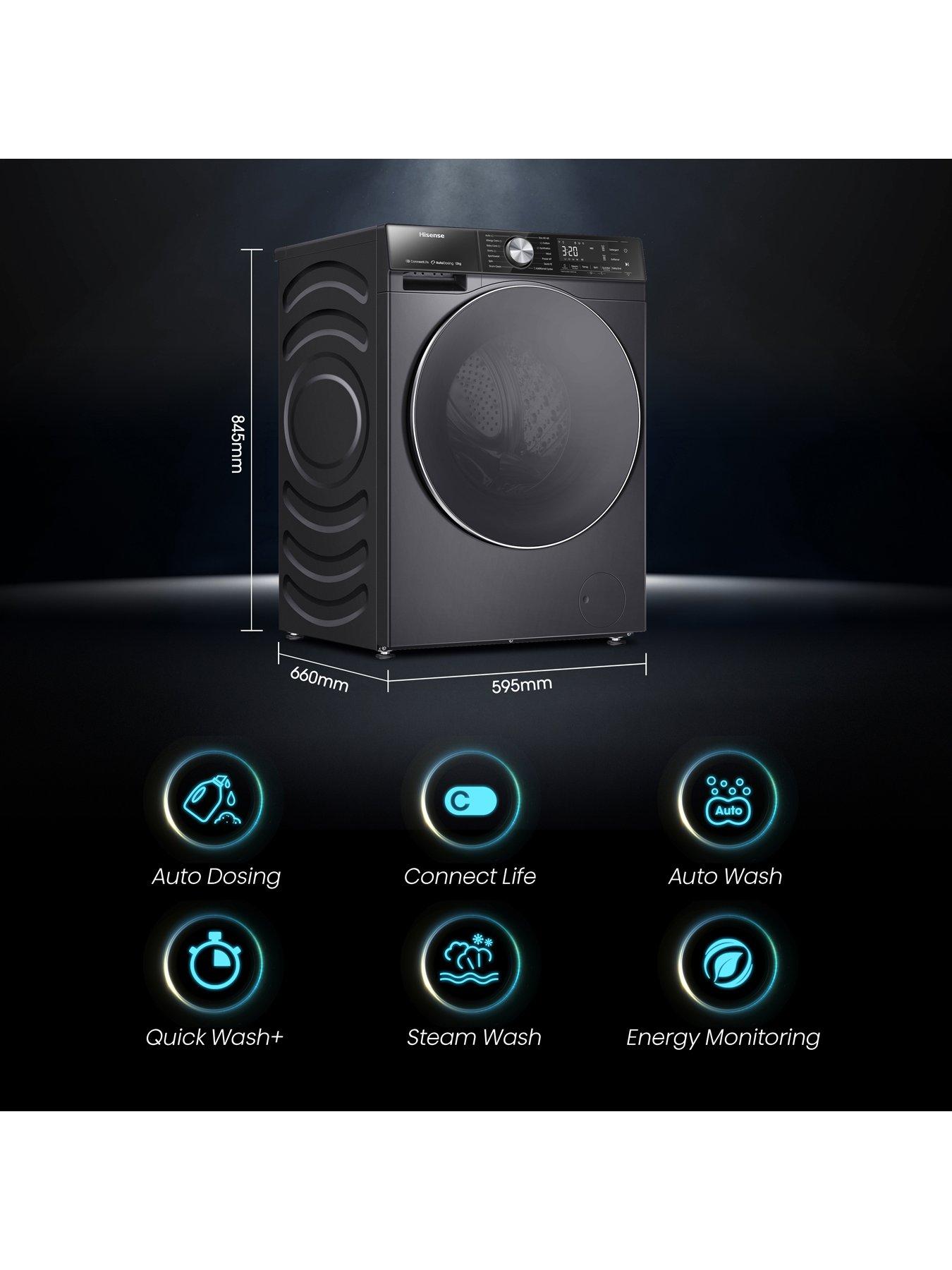 Image 2 of 8 of Hisense 5S Series WF5S1245BB 12KG 1400rpm Auto Dosing Freestanding Washing Machine - Premium Black