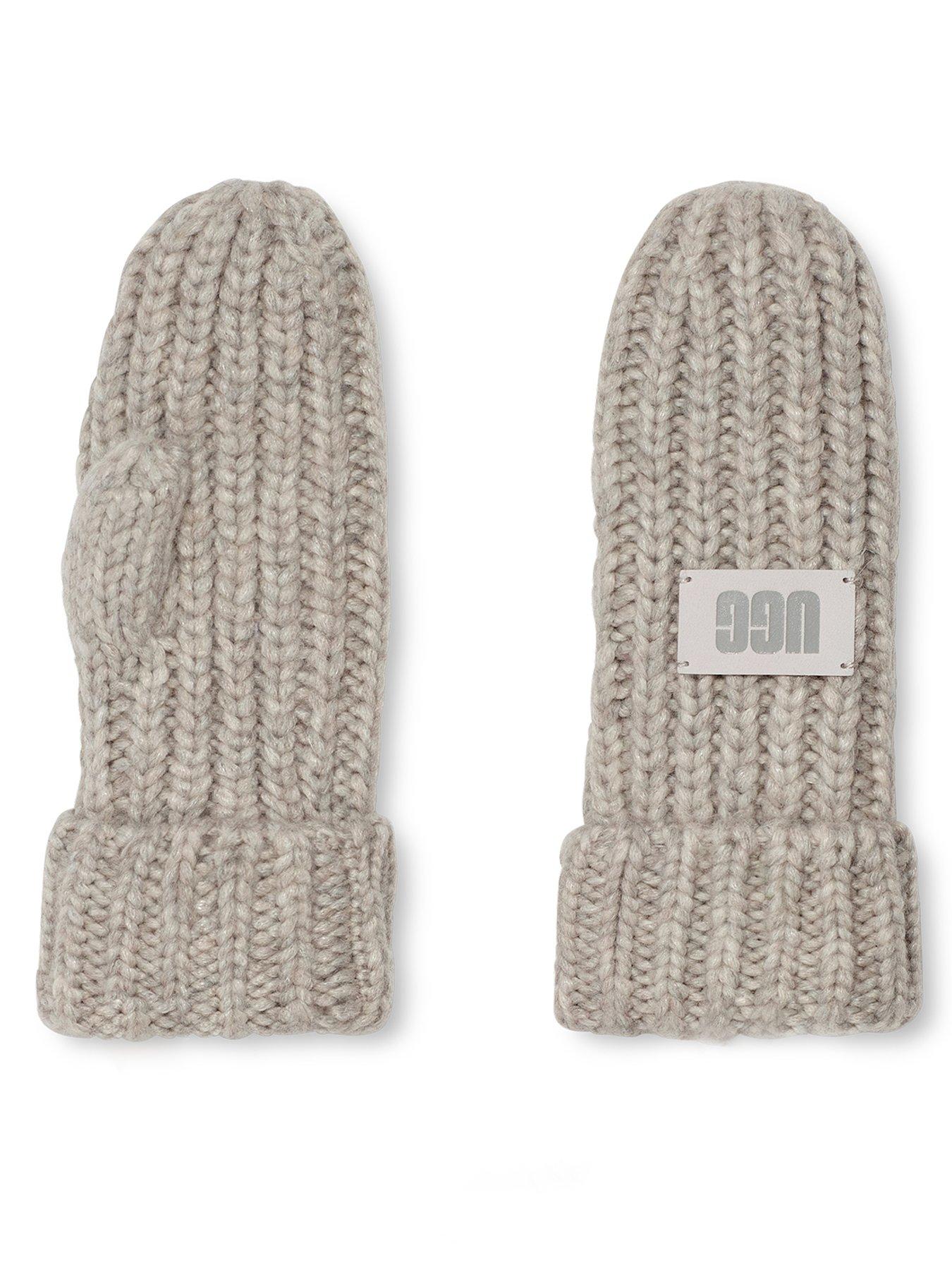 ugg-kids-ugg-airy-knit-chunky-rib-knit-mitten-grey