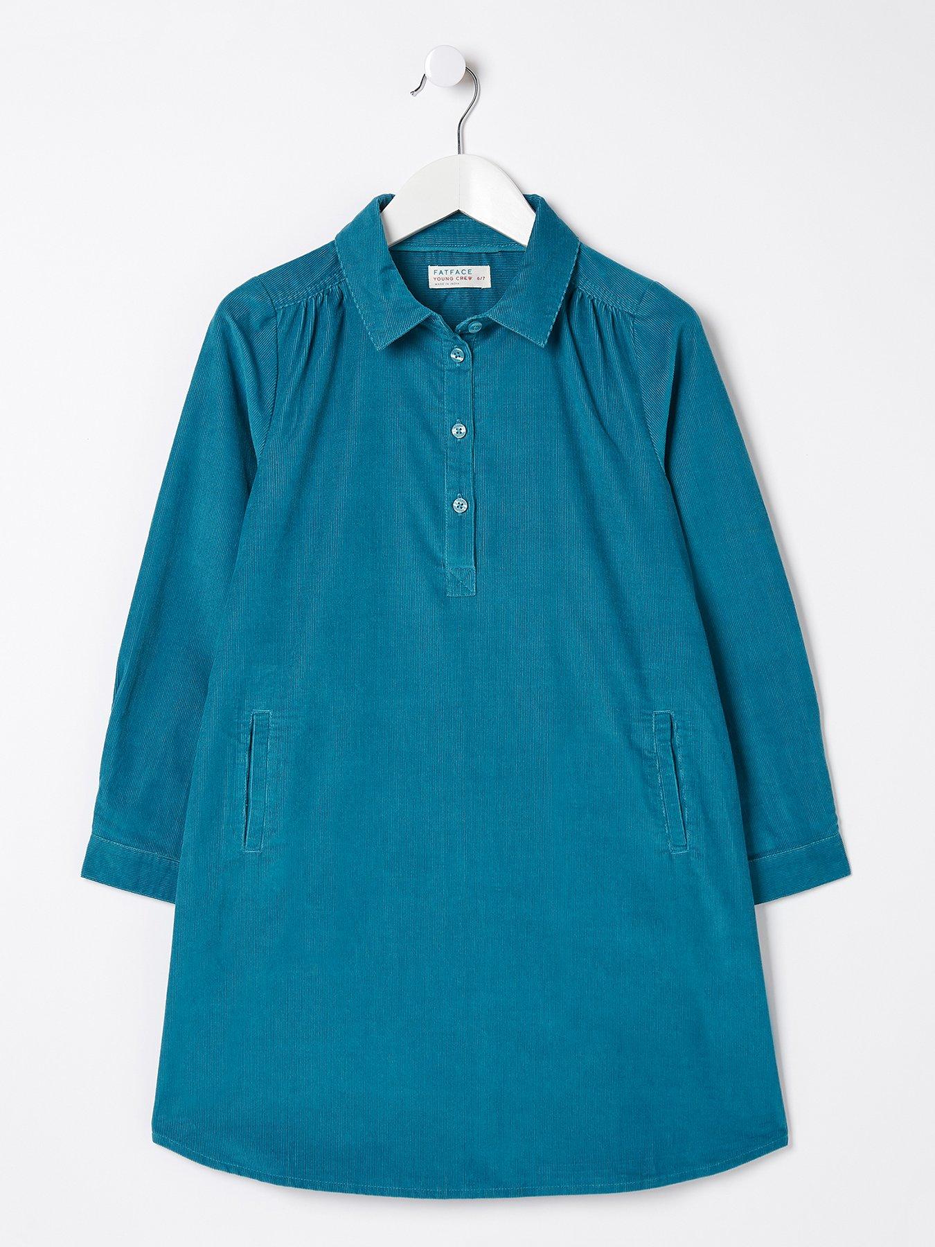 FatFace Girls Chester Cord Dress Teal Green Very Ireland