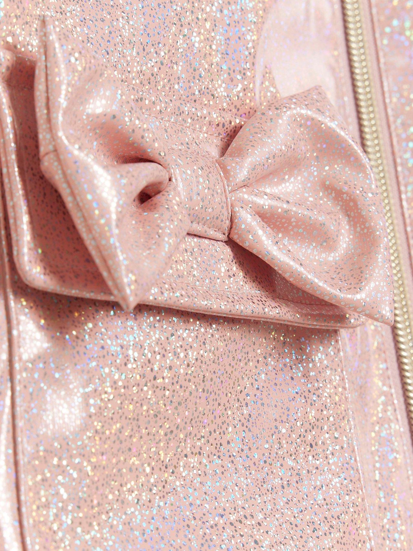 Image 5 of 5 of River Island Mini Mini Girls Glitter Hooded Raincoat - Pink